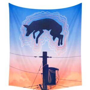 'Ghost Summer' Large Retro Dog Wolf Wall Tapestry